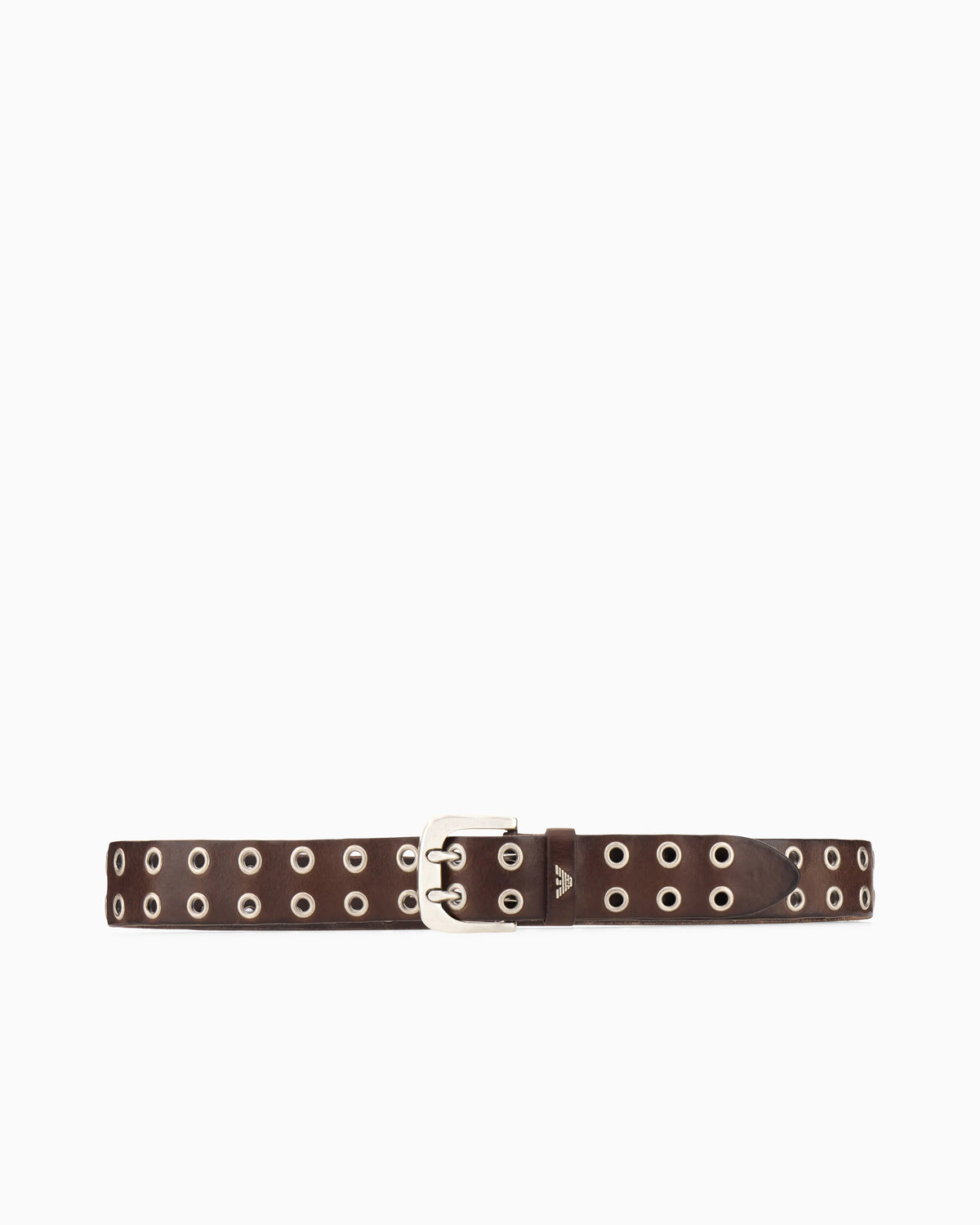 Leather belt with studded eyelets