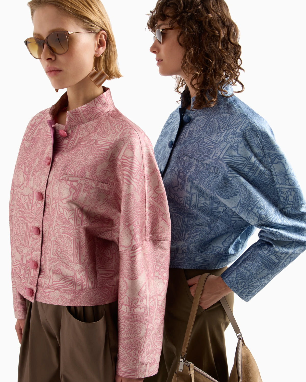 All-over jacquard jacket with guru collar