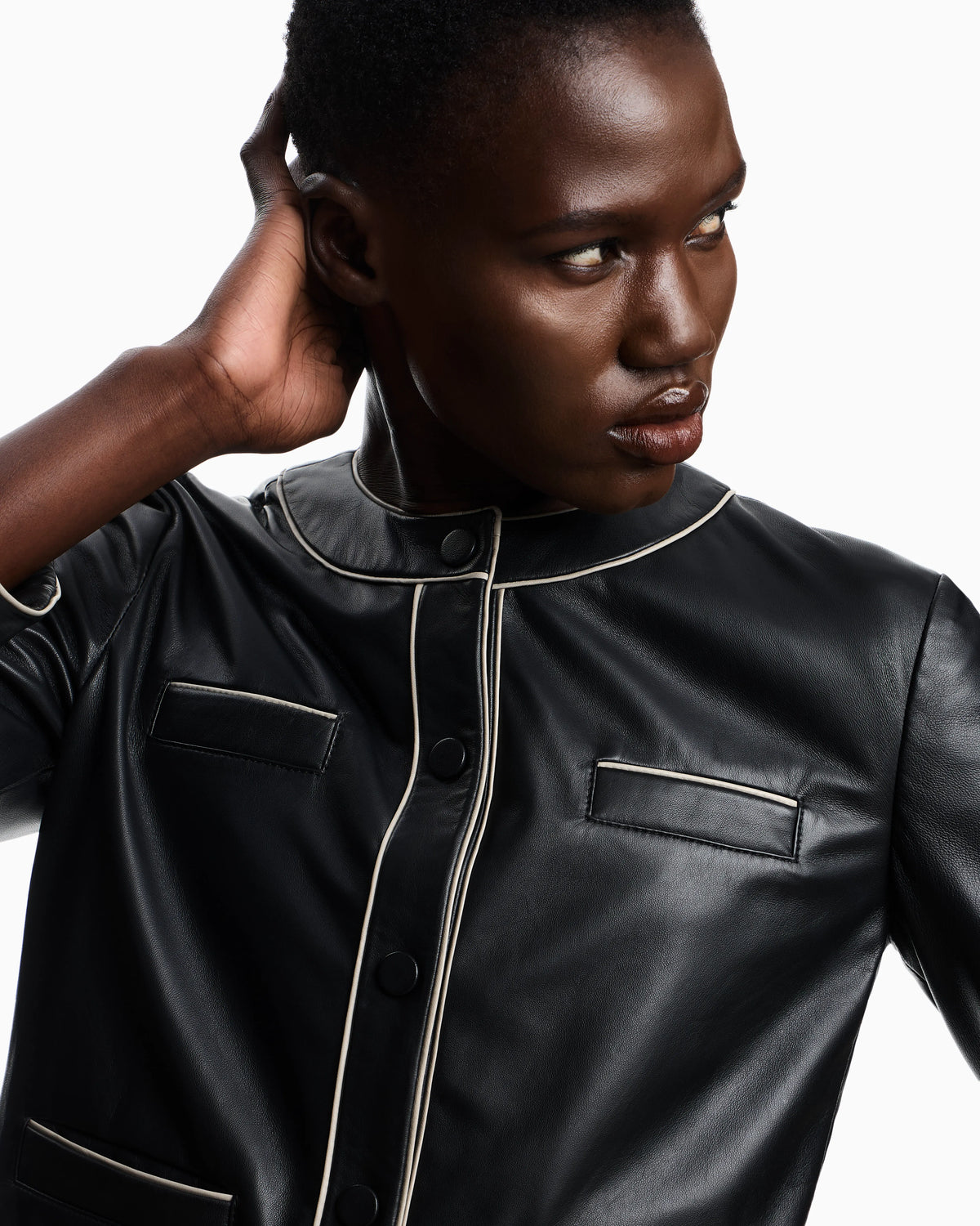 Semi-aniline lambskin nappa leather jacket