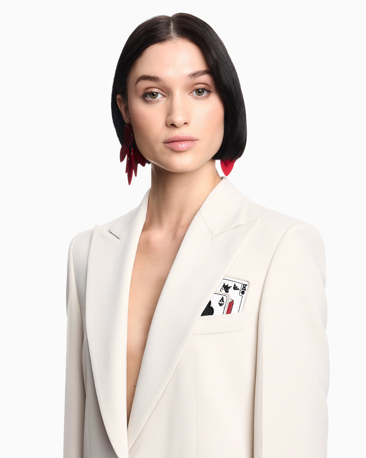 Single-breasted blazer in envers satin with Jeu de Cartes detail