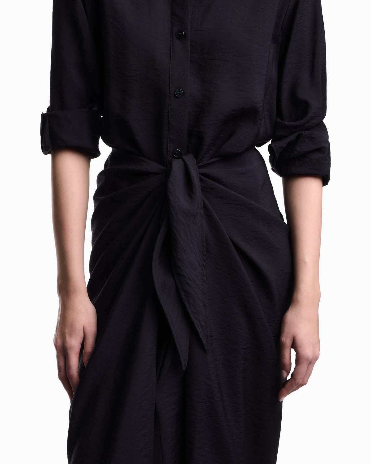 Two-piece-effect technical rayon dress