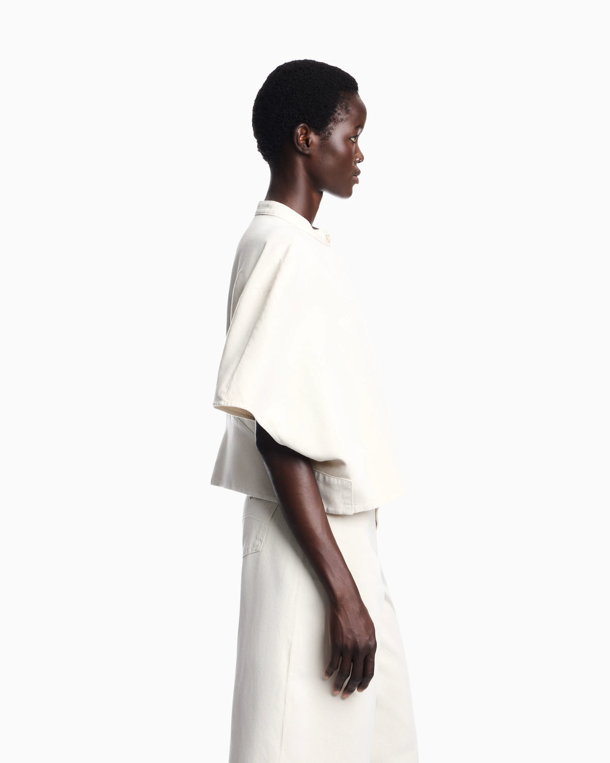 Linen-blend canvas shirt jacket with embroidery