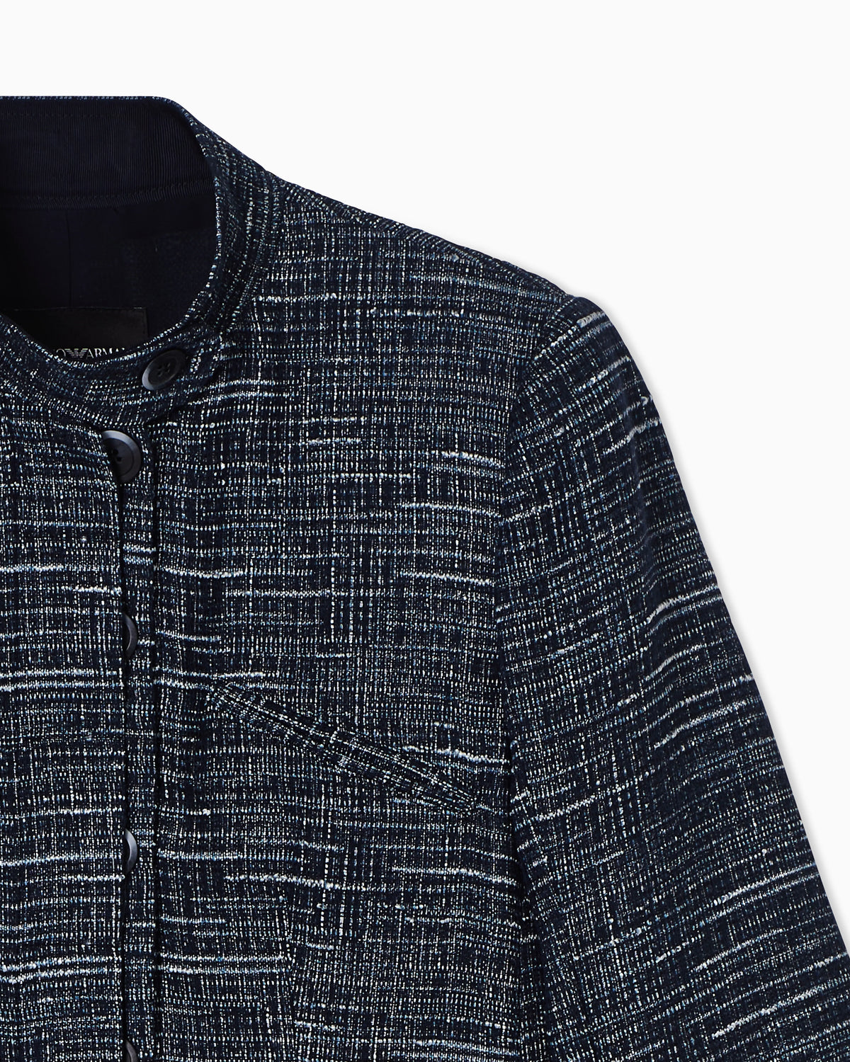 Guru collar jacket in denim-effect tweed