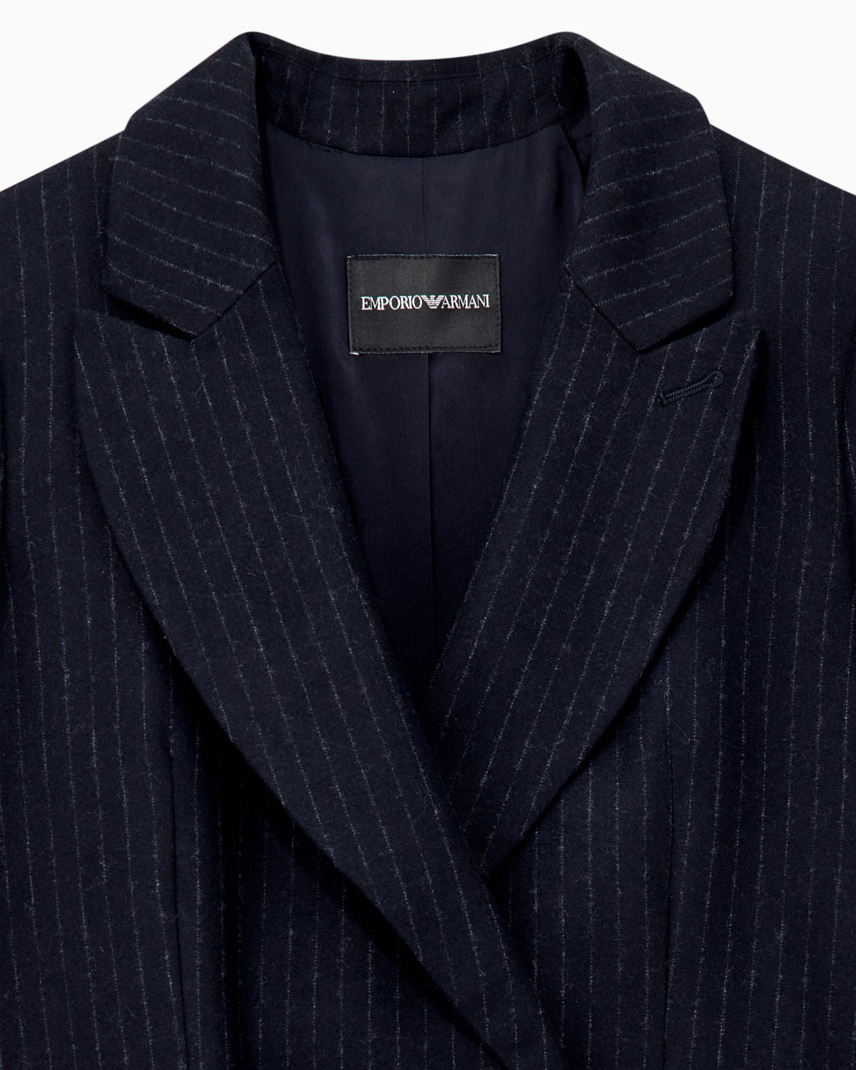 Double-breasted pinstripe wool-blend blazer Signature Capsule