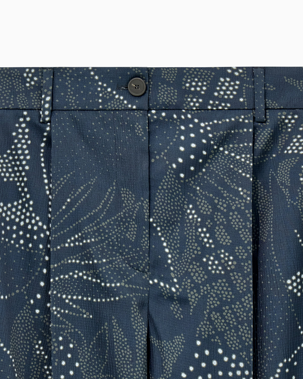 Wide-leg pleated creponne trousers with a floral dot print
