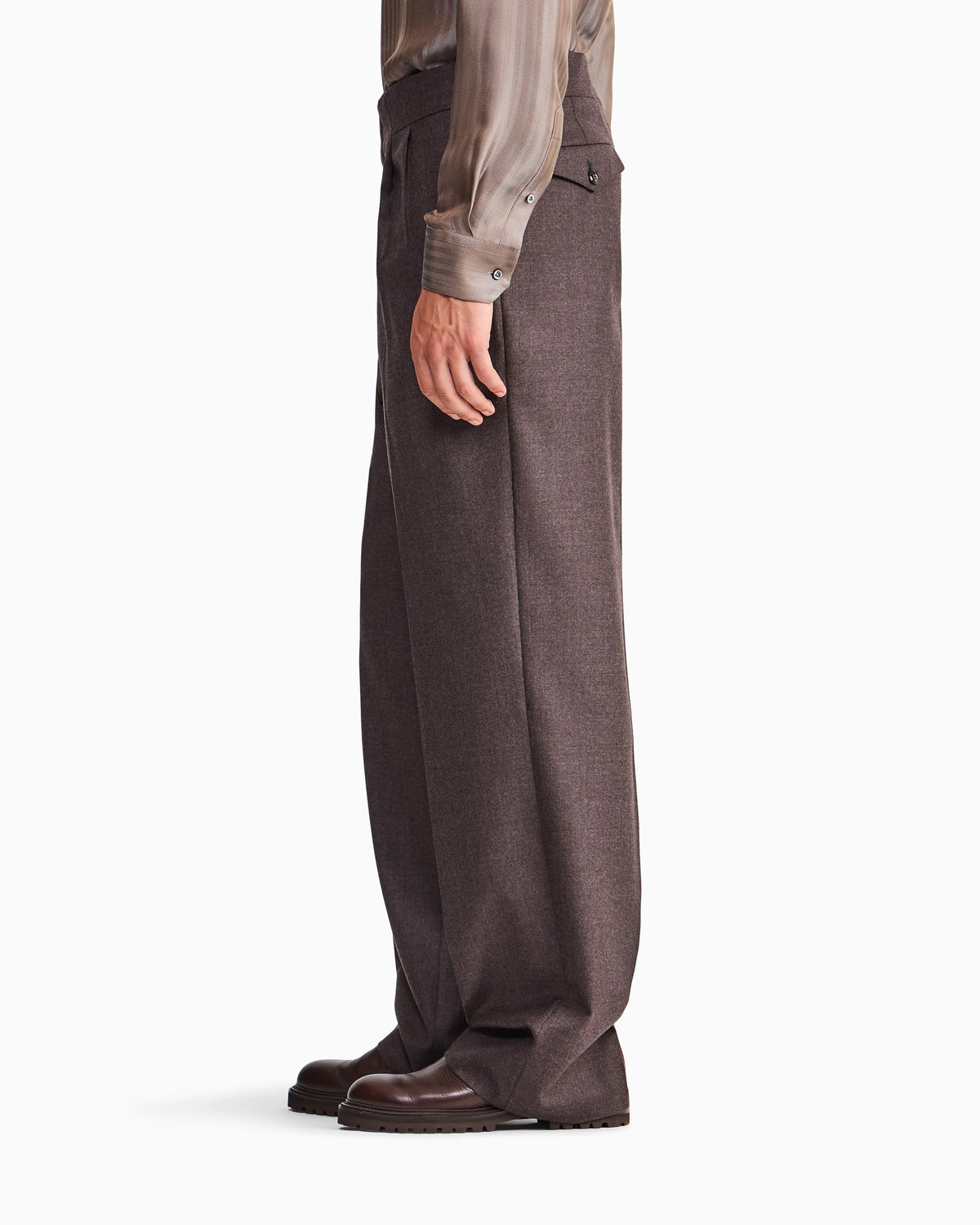 Oversized double pleat trousers in virgin wool flannel