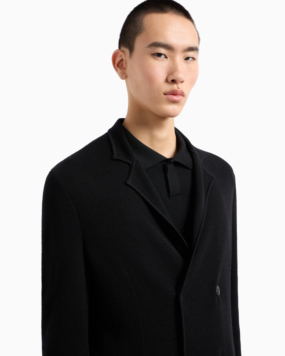 Double-breasted jacket in virgin wool and cashmere