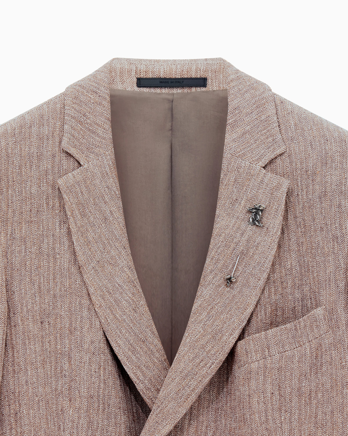 Double-breasted jacket in a mouliné linen jacquard