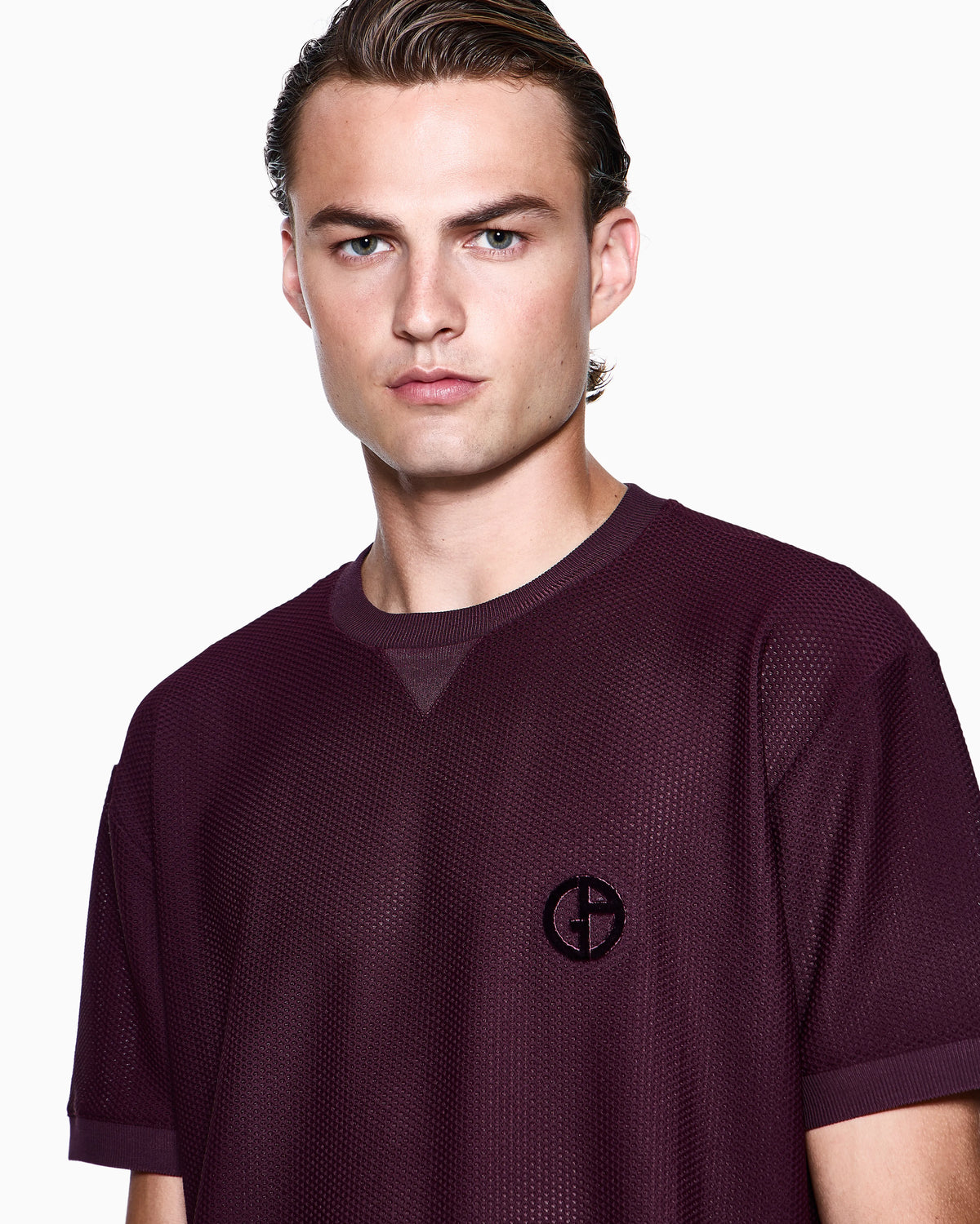 Crew-neck T-shirt in technical waffle fabric