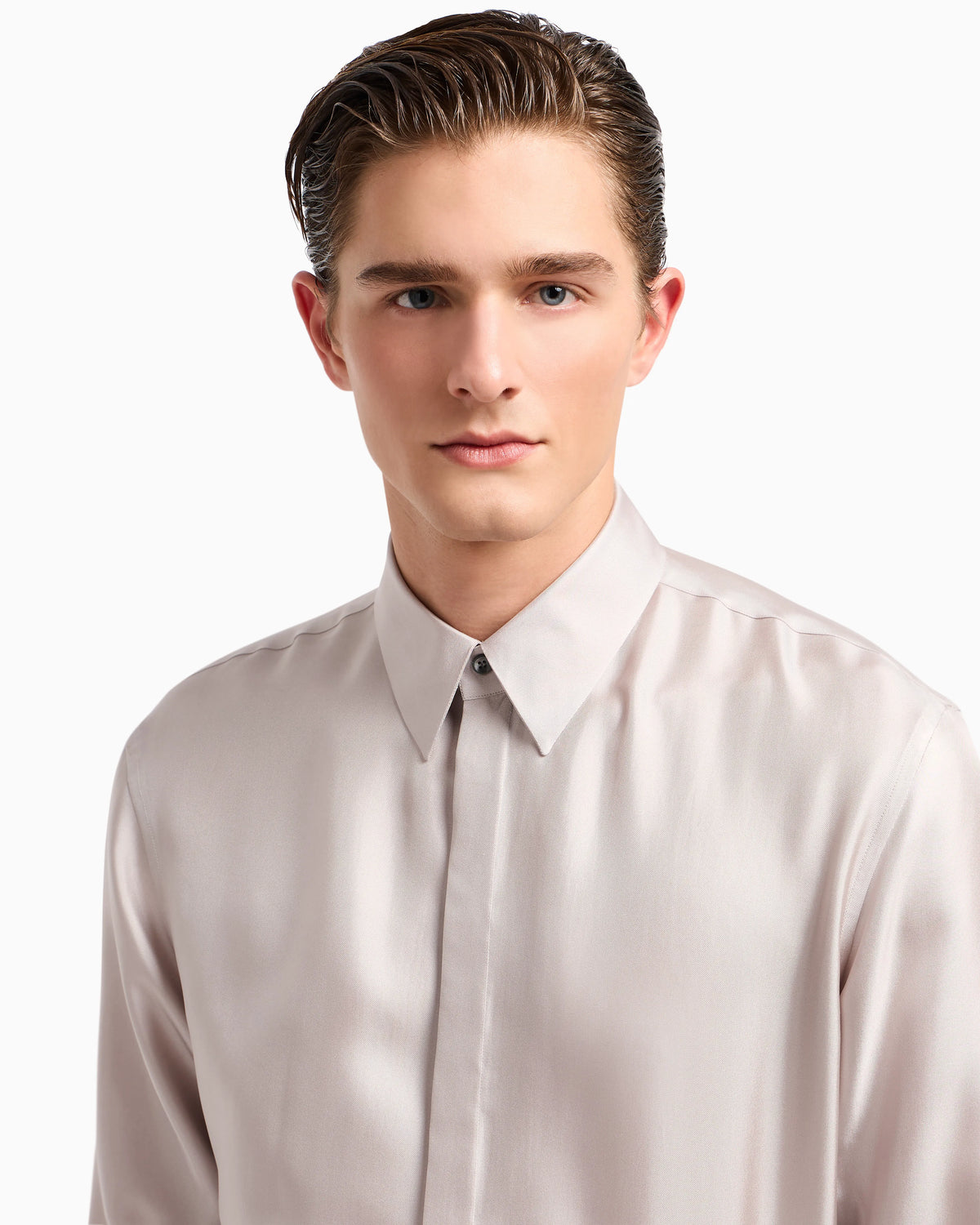Regular-fit shirt in silk twill
