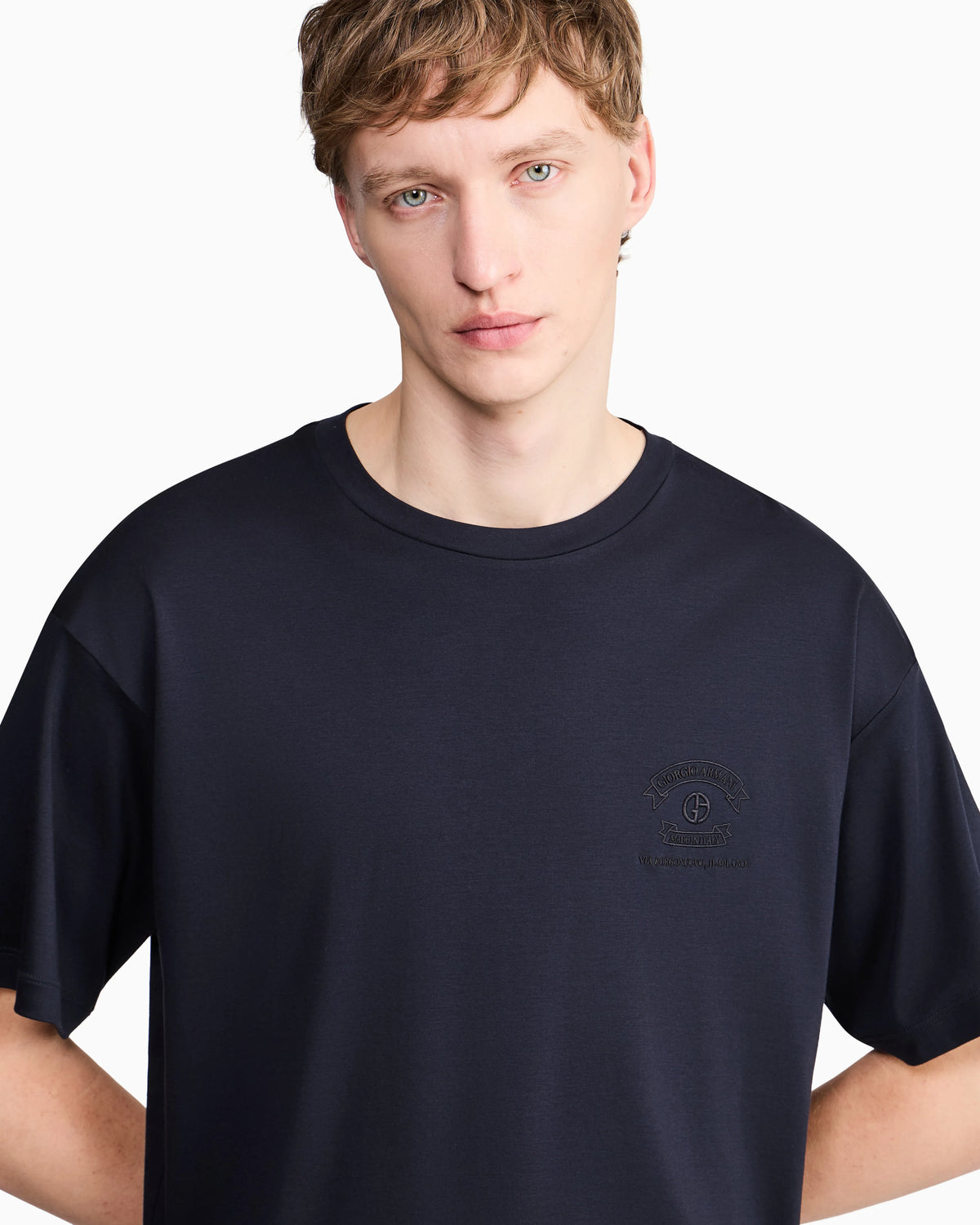 Cotton and modal T-shirt with embroidery