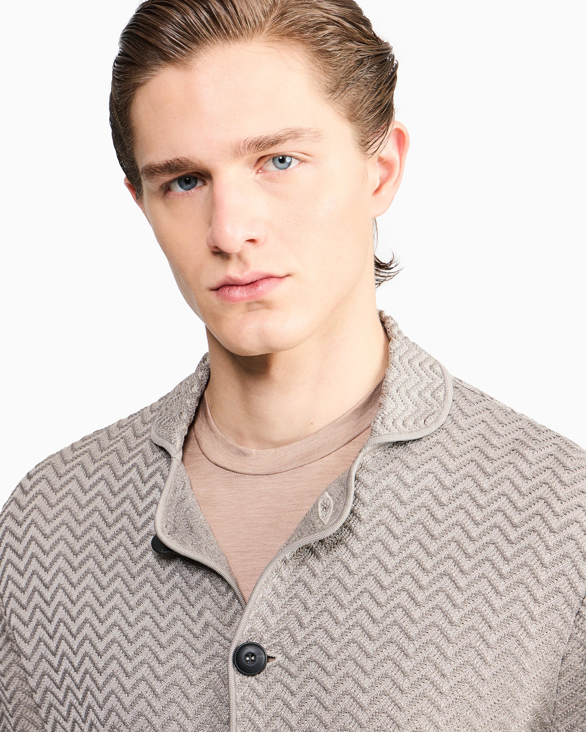 viscose-blend chevron ottoman single-breasted jacket