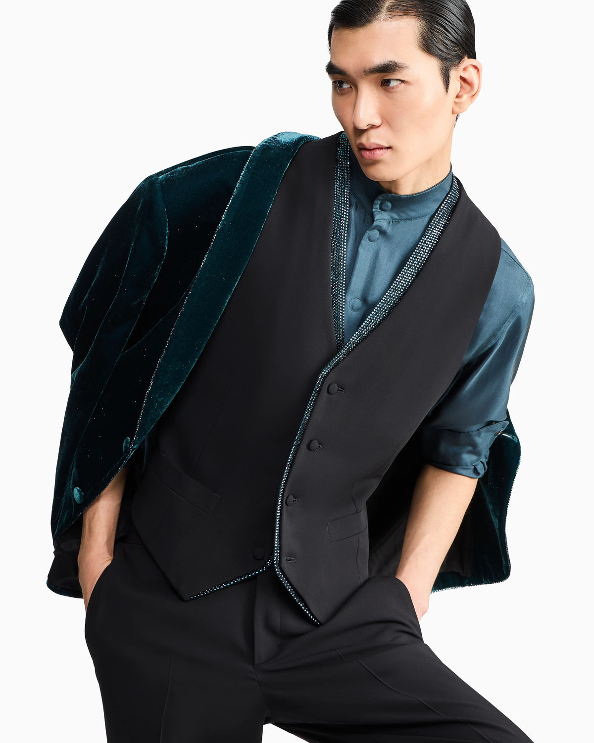 Single-breasted velvet jacket