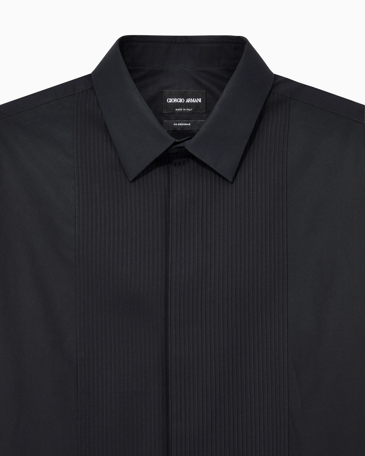 Cotton tuxedo shirt with pleated detail