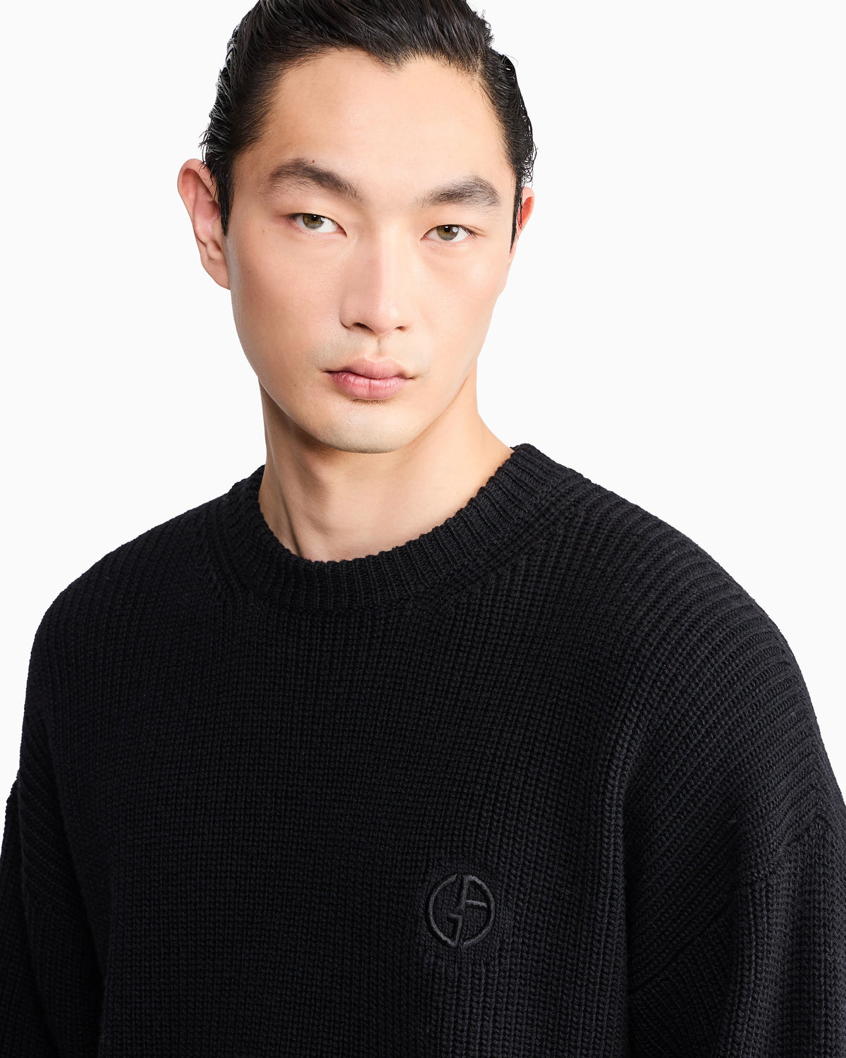 Sweater regular fit virgin wool half cardigan stitch
