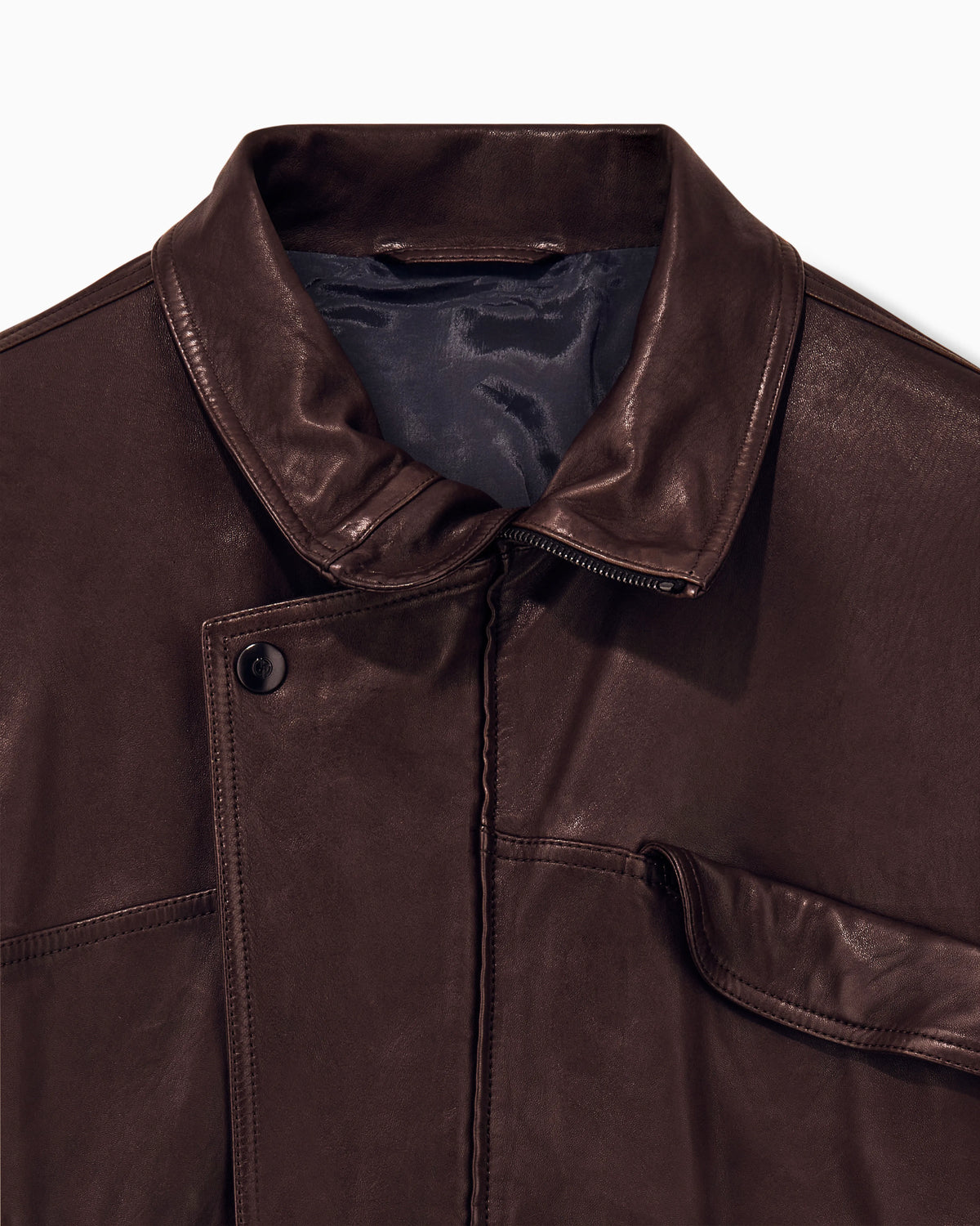 Blouson jacket oversized in leather with cupro lining