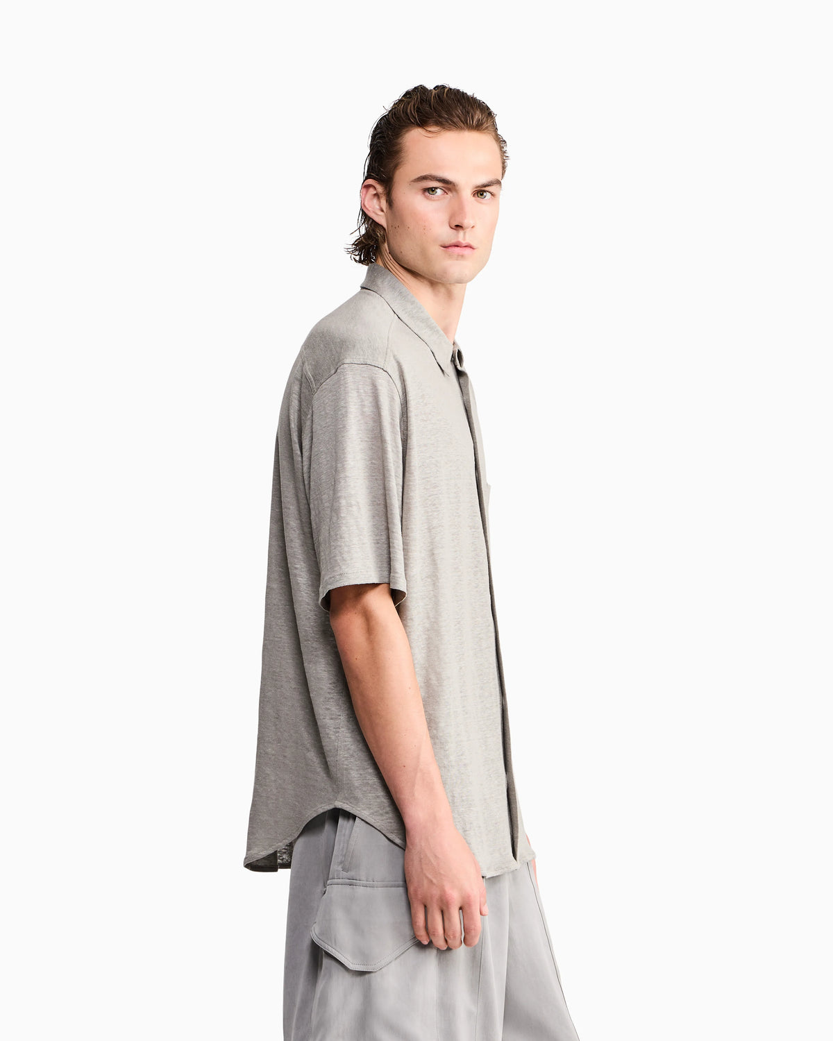 Shirt oversized in pure linen single jersey
