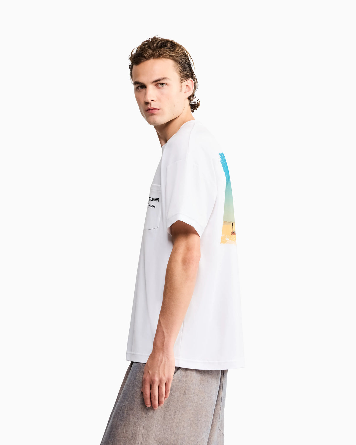 Cotton interlock jersey T-shirt with print on the back