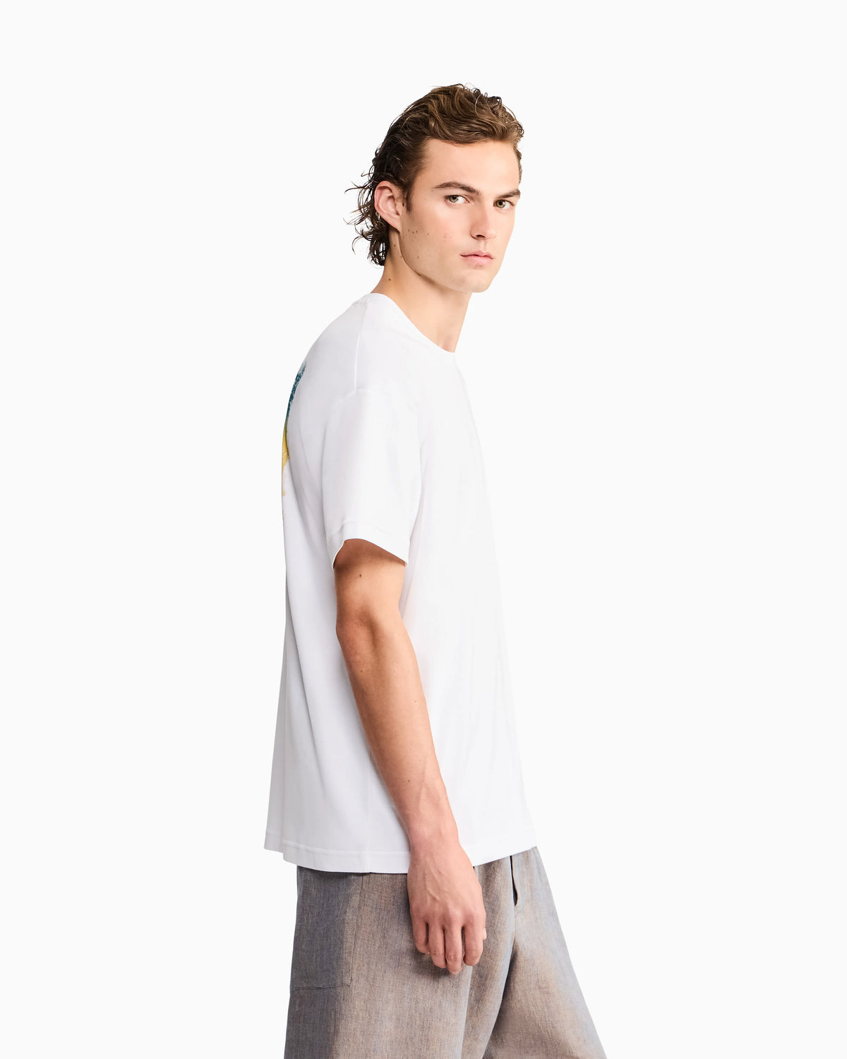 Cotton interlock jersey T-shirt with print on the back