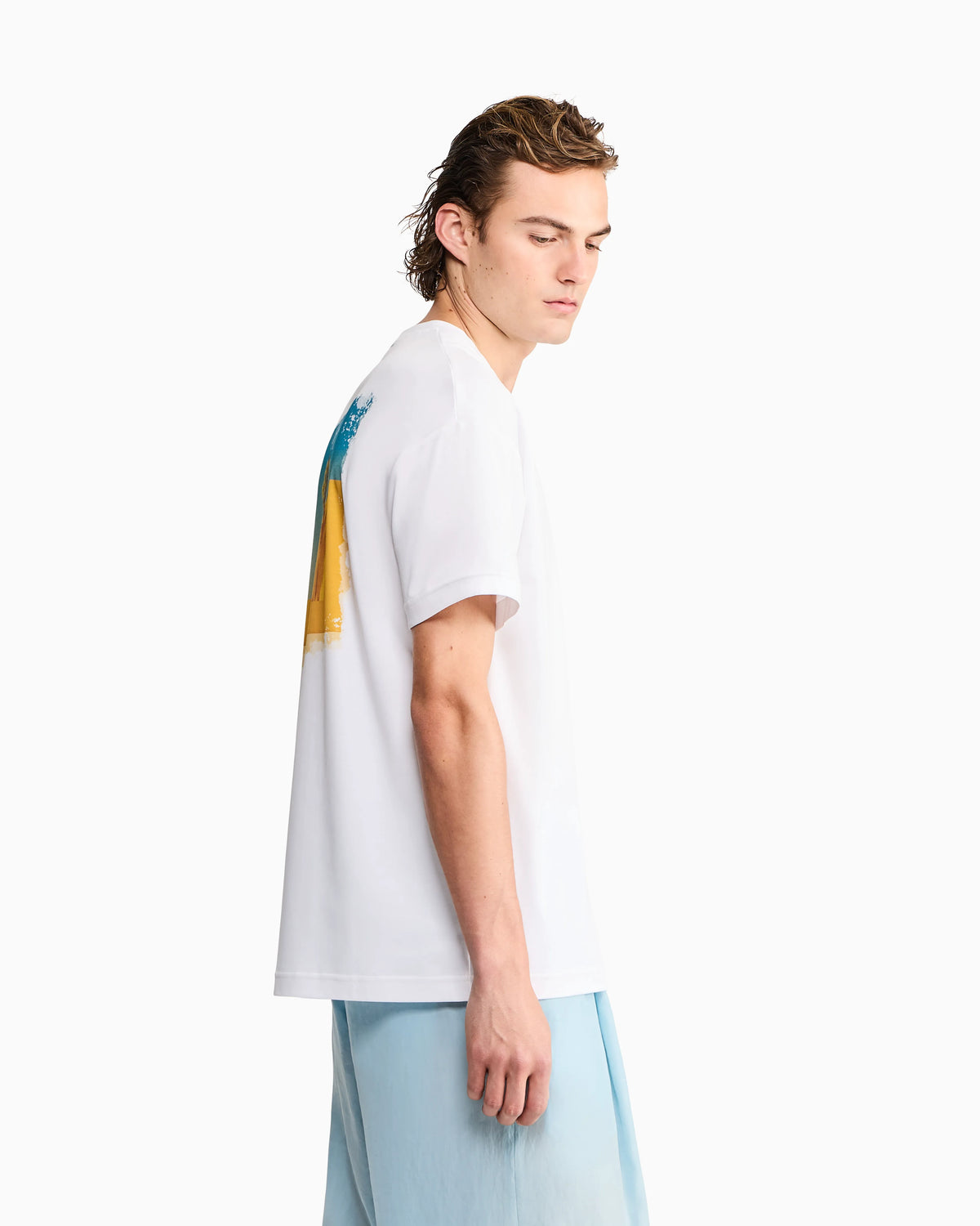Cotton interlock jersey T-shirt with print on the back