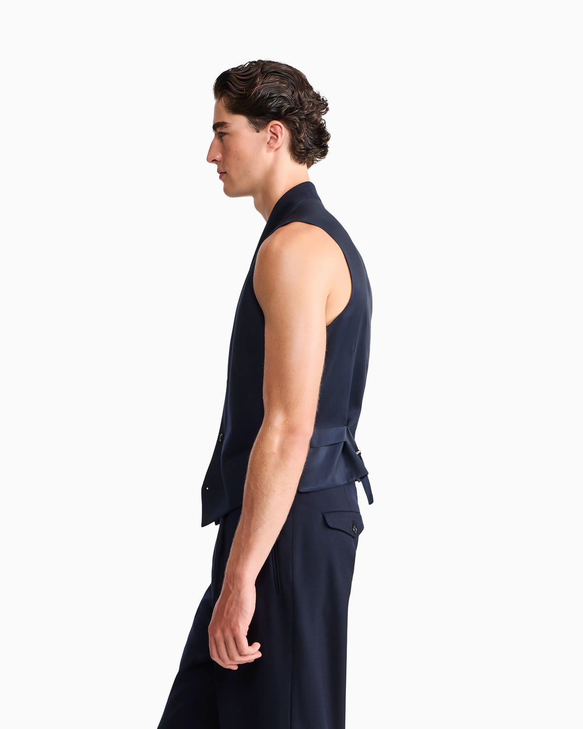 Waistcoat regular fit in fluid virgin wool