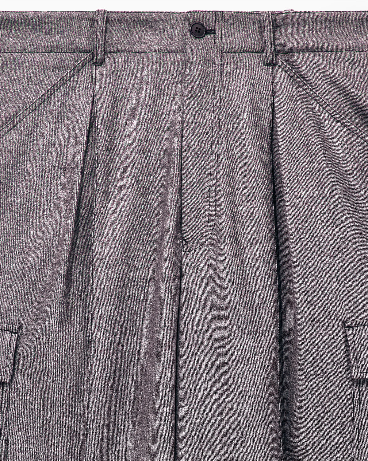 Trousers oversized in denim-effect wool and cashmere