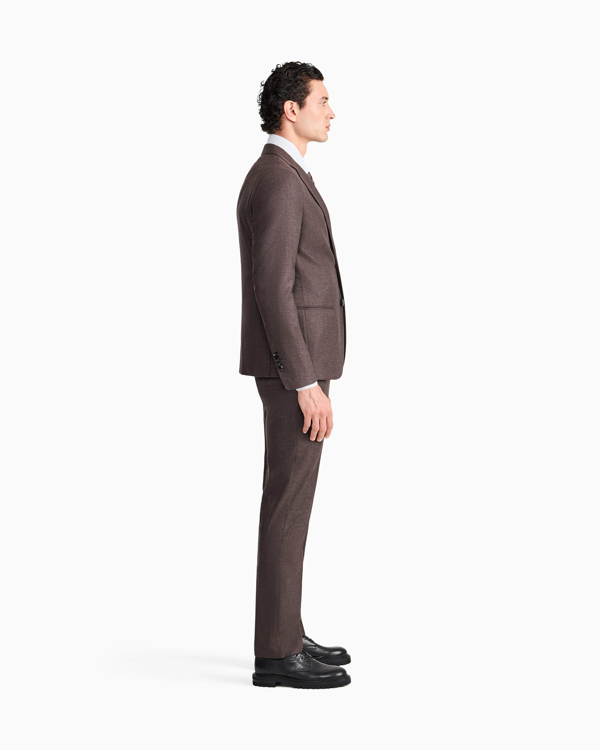 Slim-fit suit Soho in virgin wool flannel with peak lapels