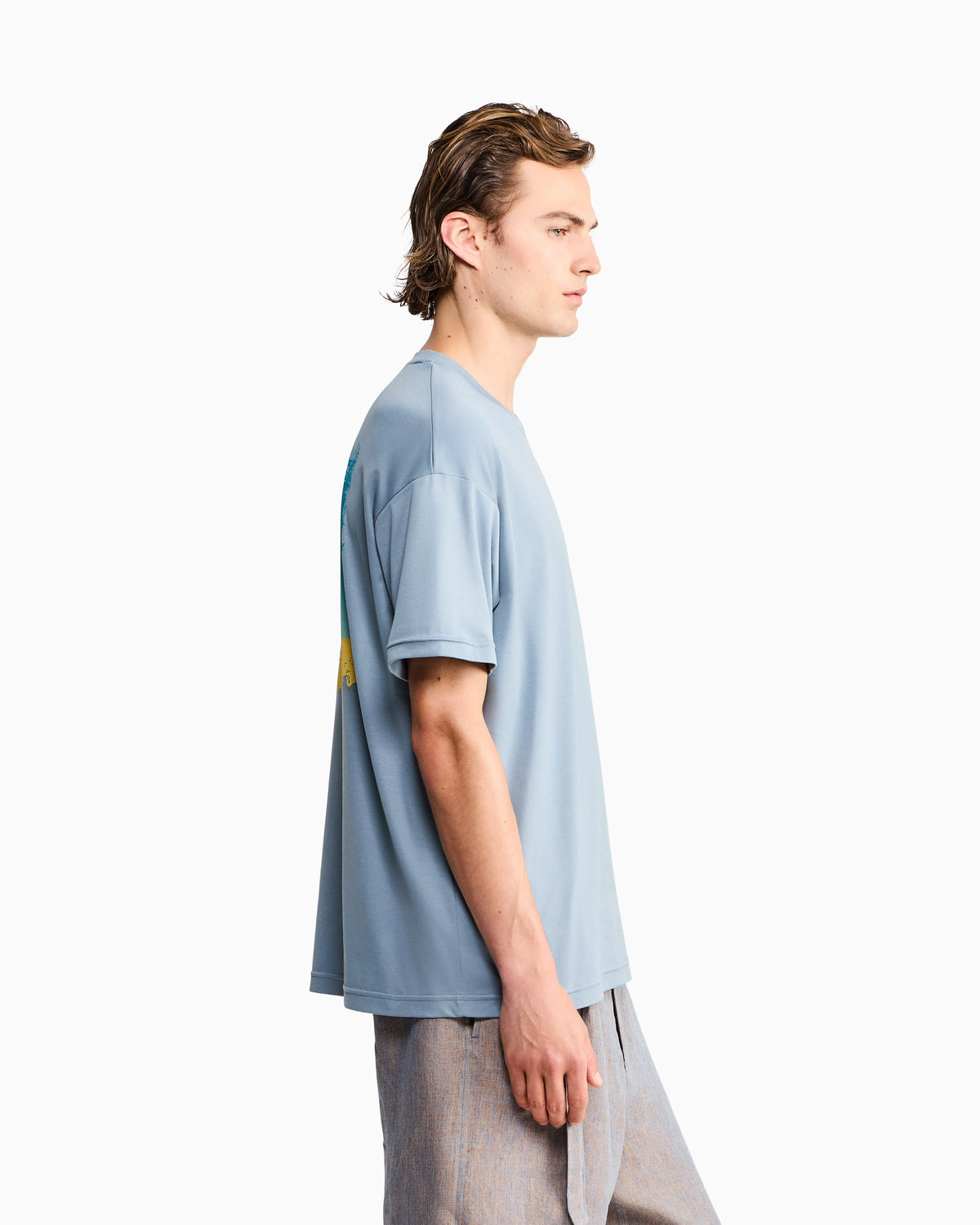 Cotton interlock jersey T-shirt with print on the back