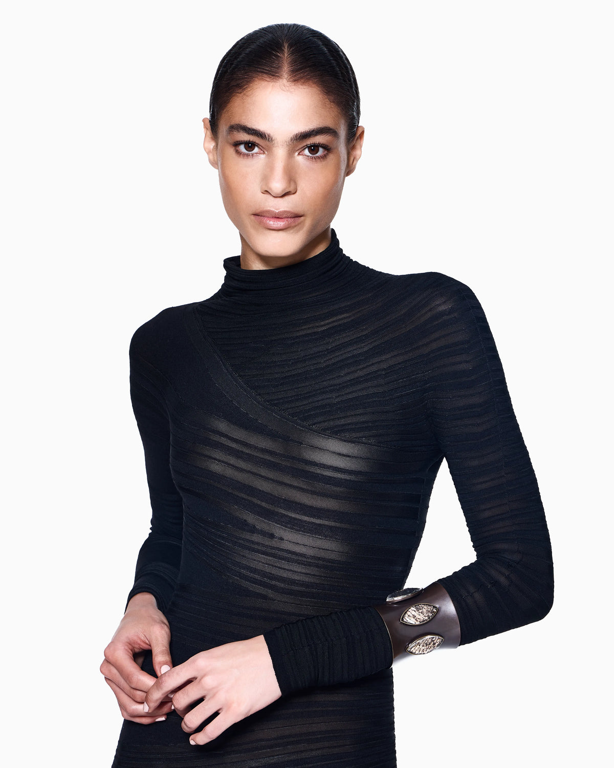 Viscose and wool jersey midi dress
