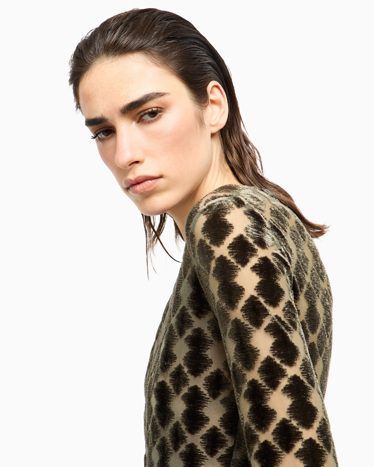 Geometric jacquard jersey jumper