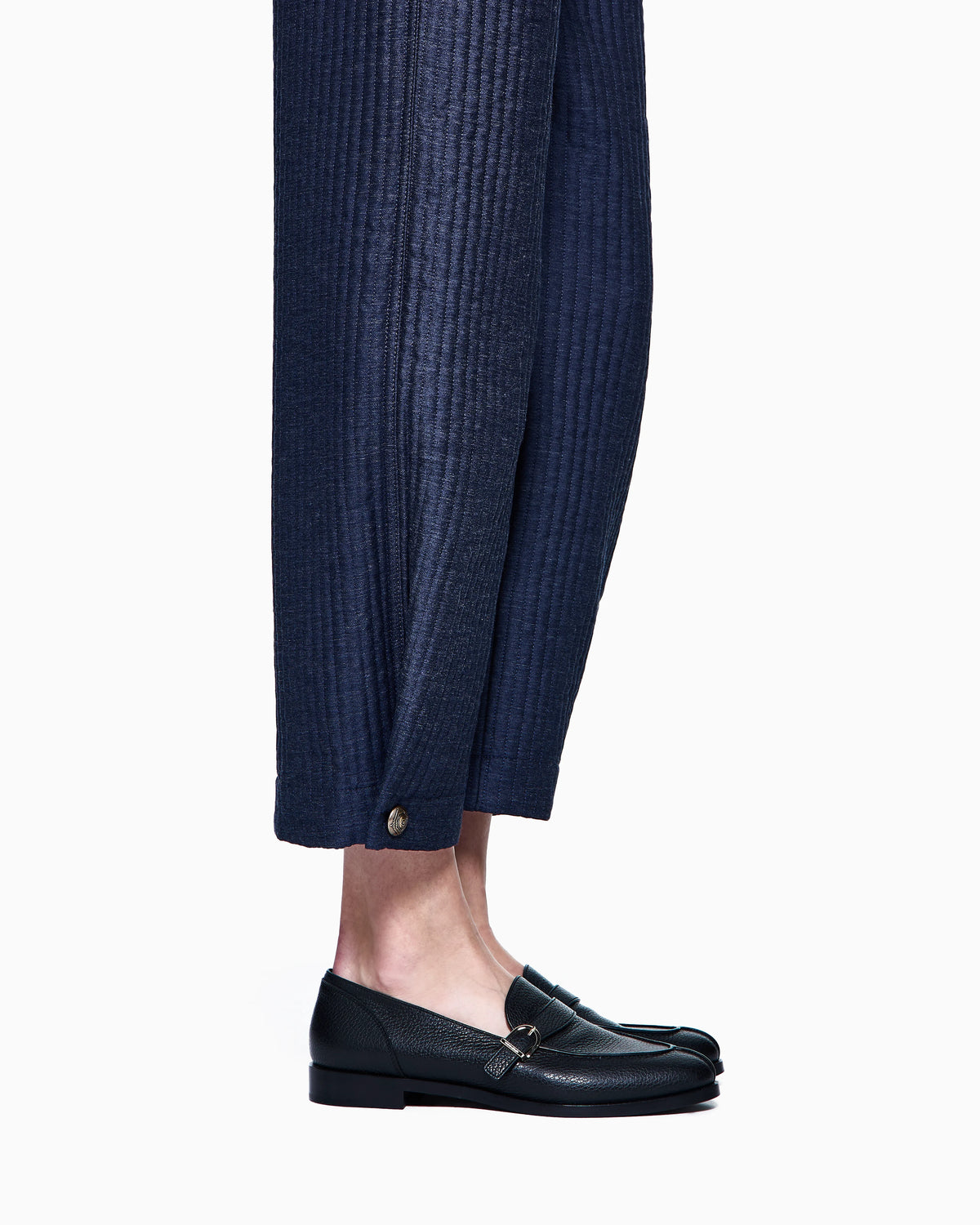 Denim Collection five-pocket trousers in viscose, cotton and silk with a quilted motif