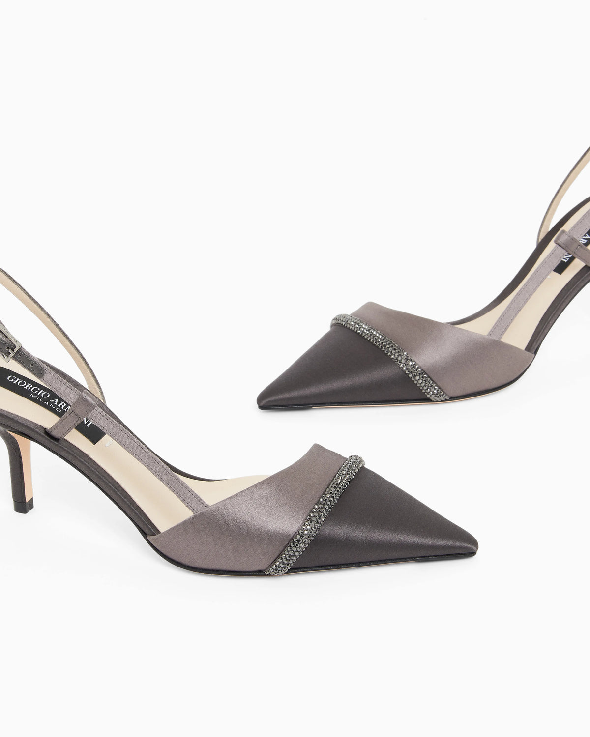Court shoes with two-tone satin strap