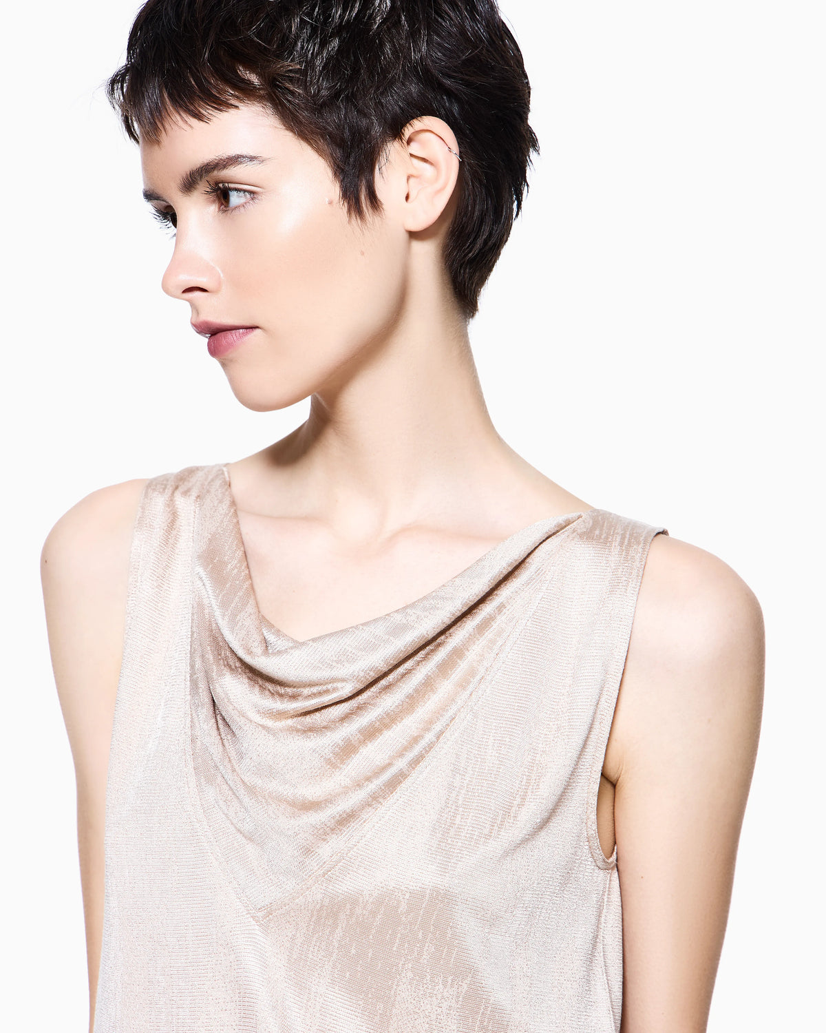 jacquard viscose jersey draped top
