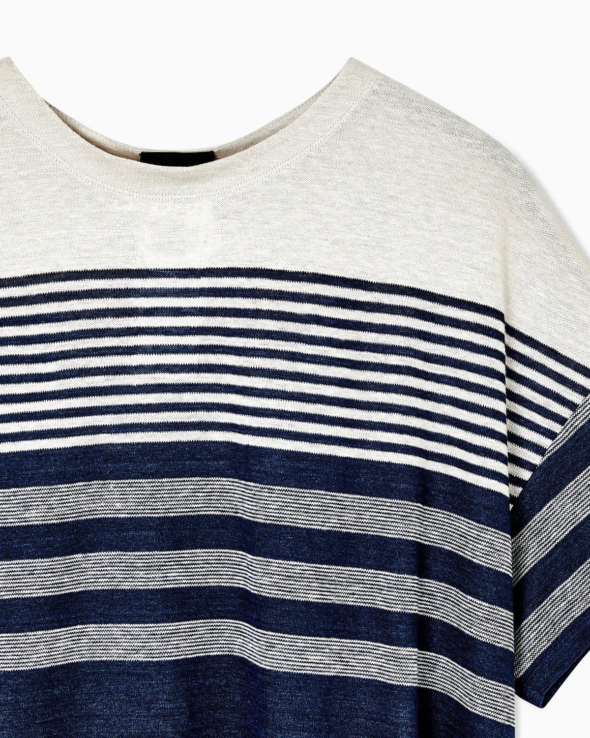 Crew-neck jumper in striped linen jersey Denim Collection