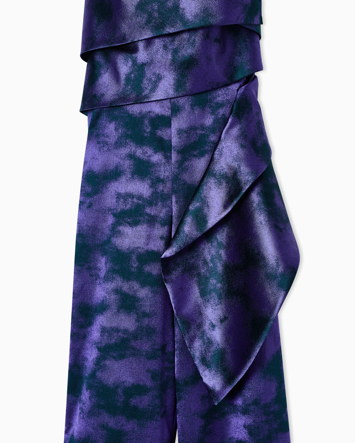 One-shoulder jumpsuit in a two-tone jacquard silk blend