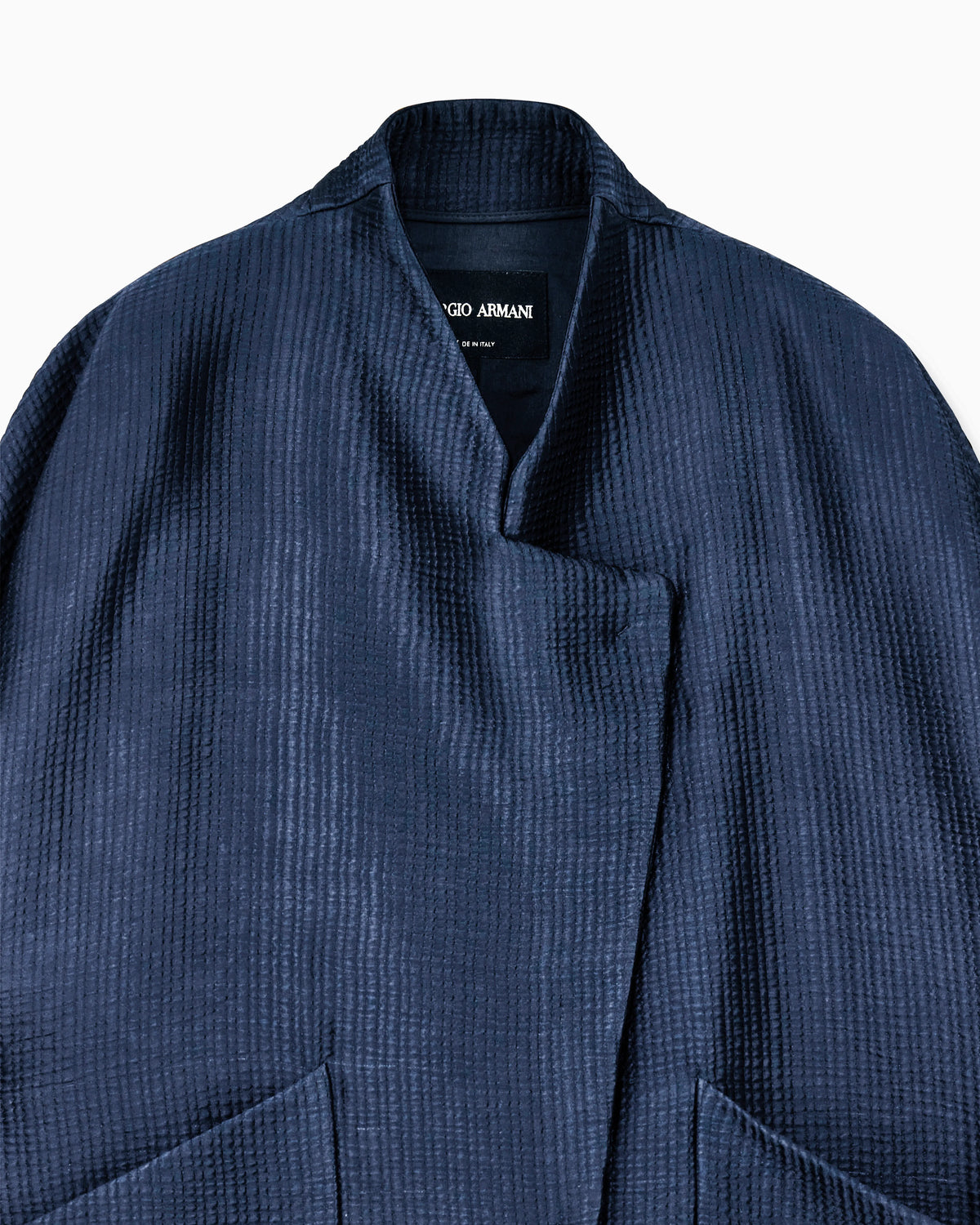 Blouson in textured viscose and wool with patch pockets