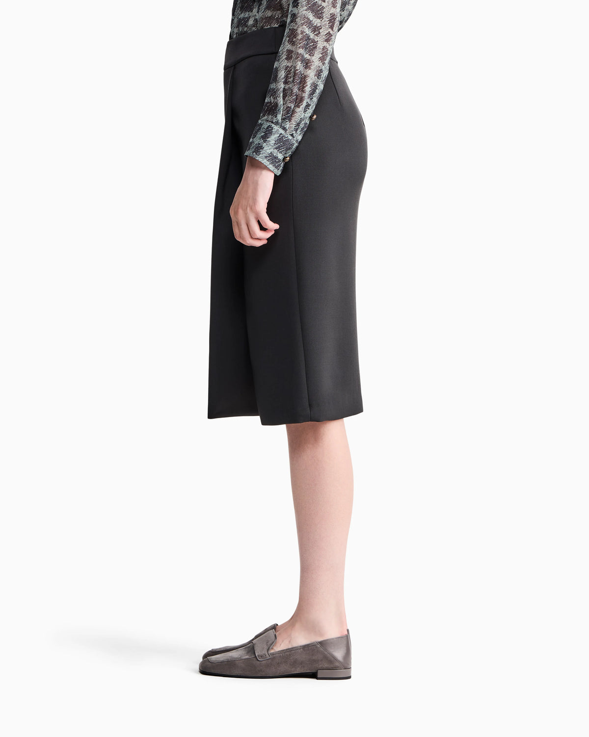 Skirt slim fit wrap in double stretch wool