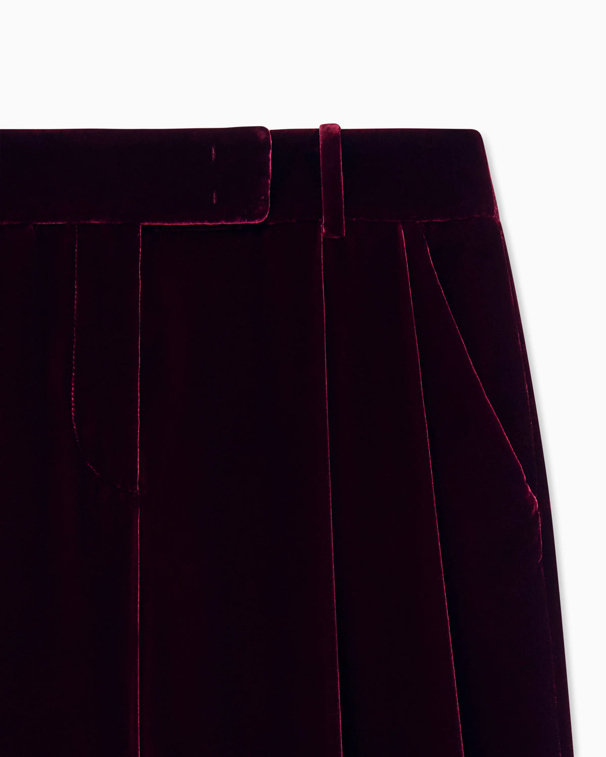 Wide-leg trousers with double pleats in viscose silk velvet