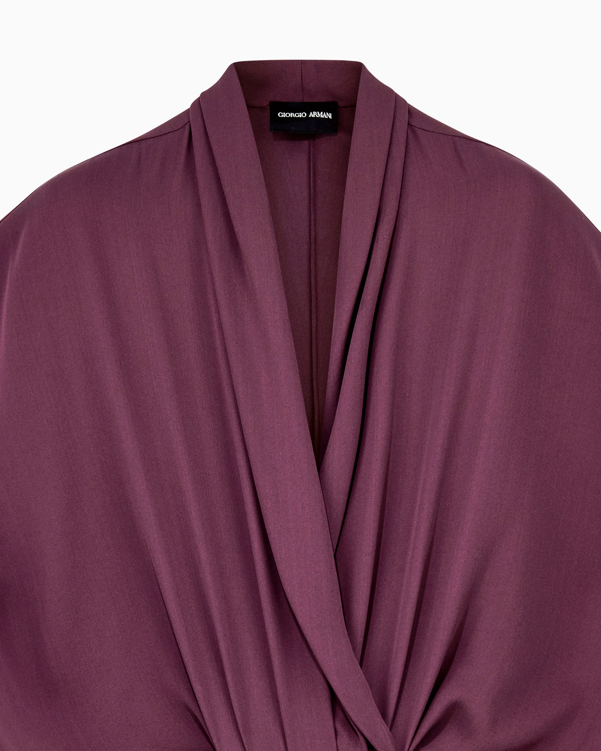 Dress longuette in silk triple georgette with front draping