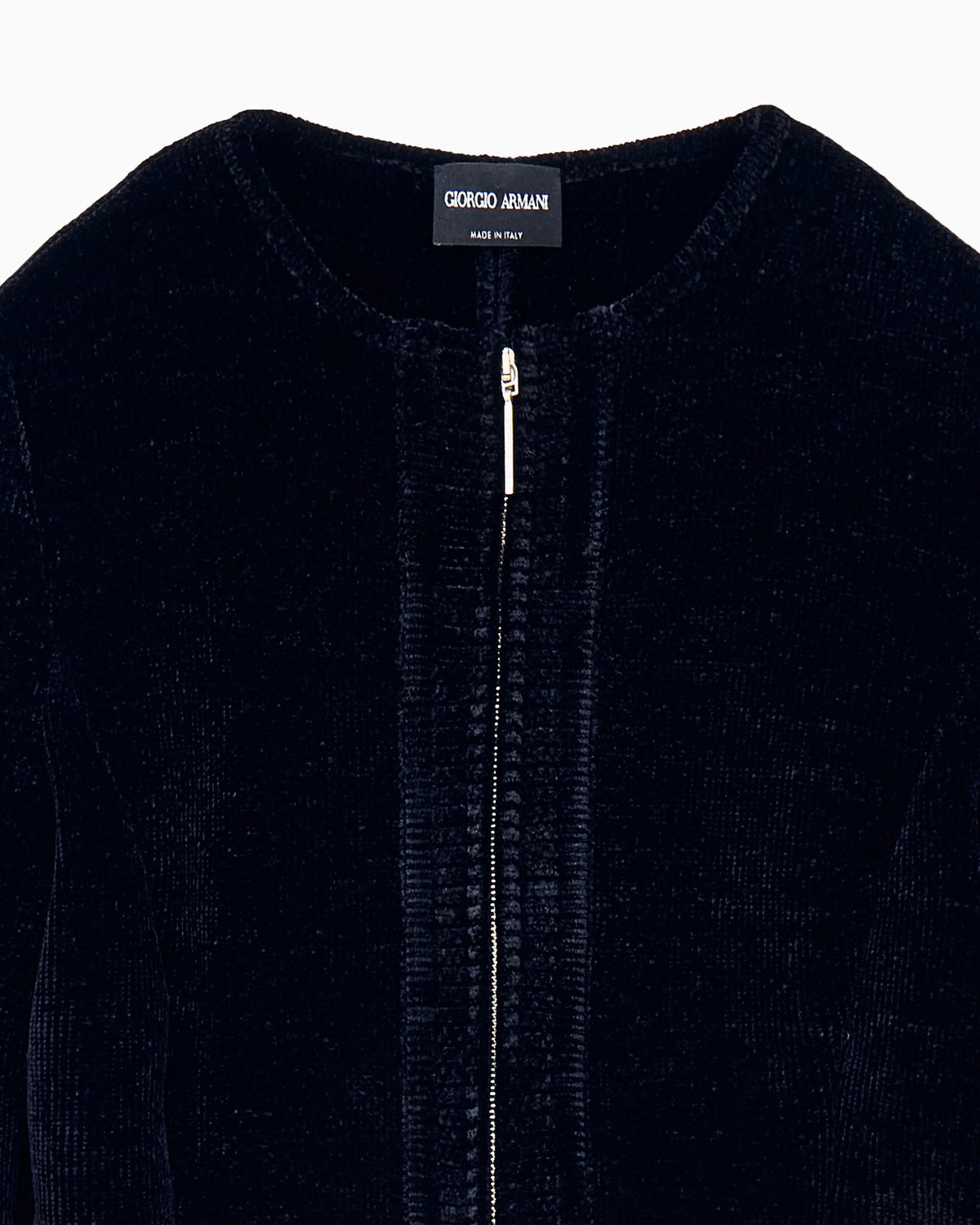 Blazer Jackets slim fit chenille crew neck metal zip