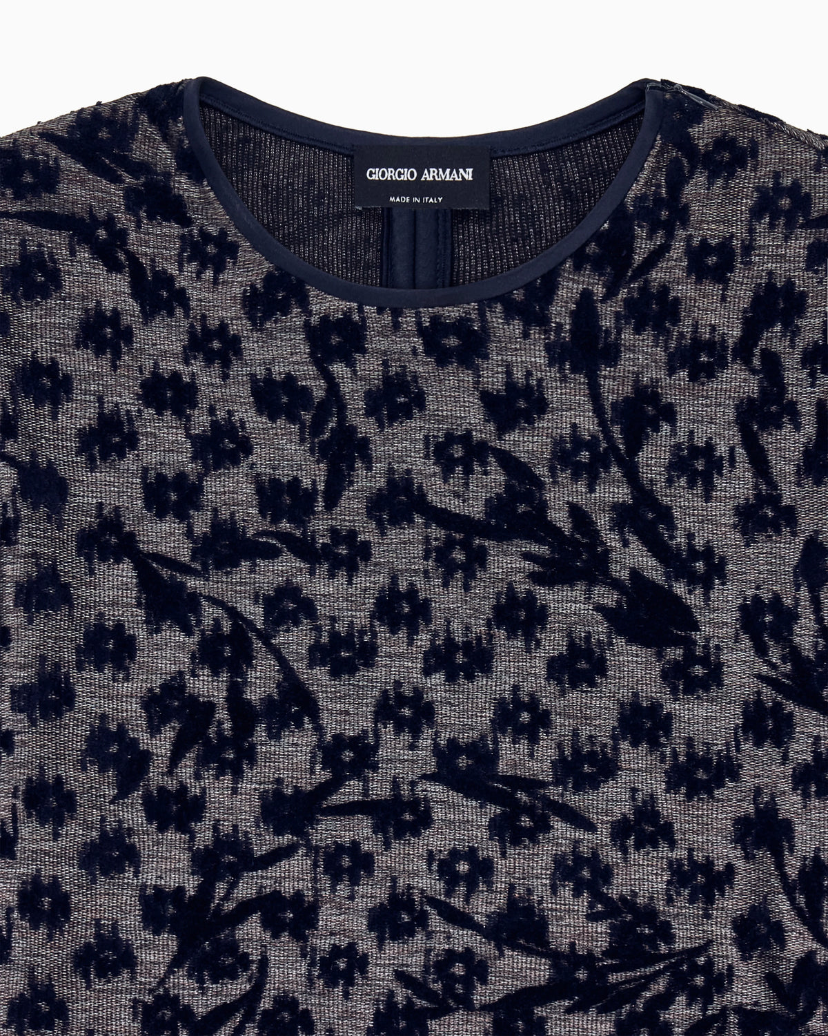 Crew-neck jacquard jersey top with geometric floral motif