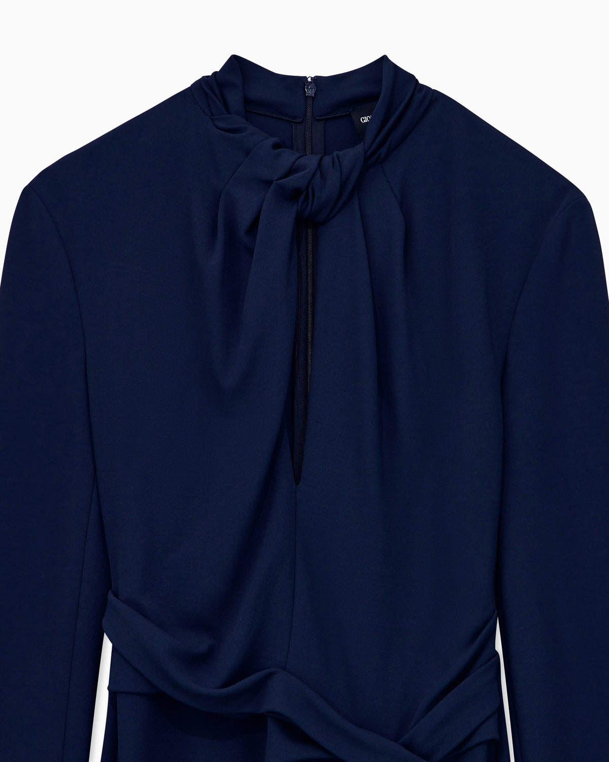 Long-sleeved dress in viscose jersey with a front knot