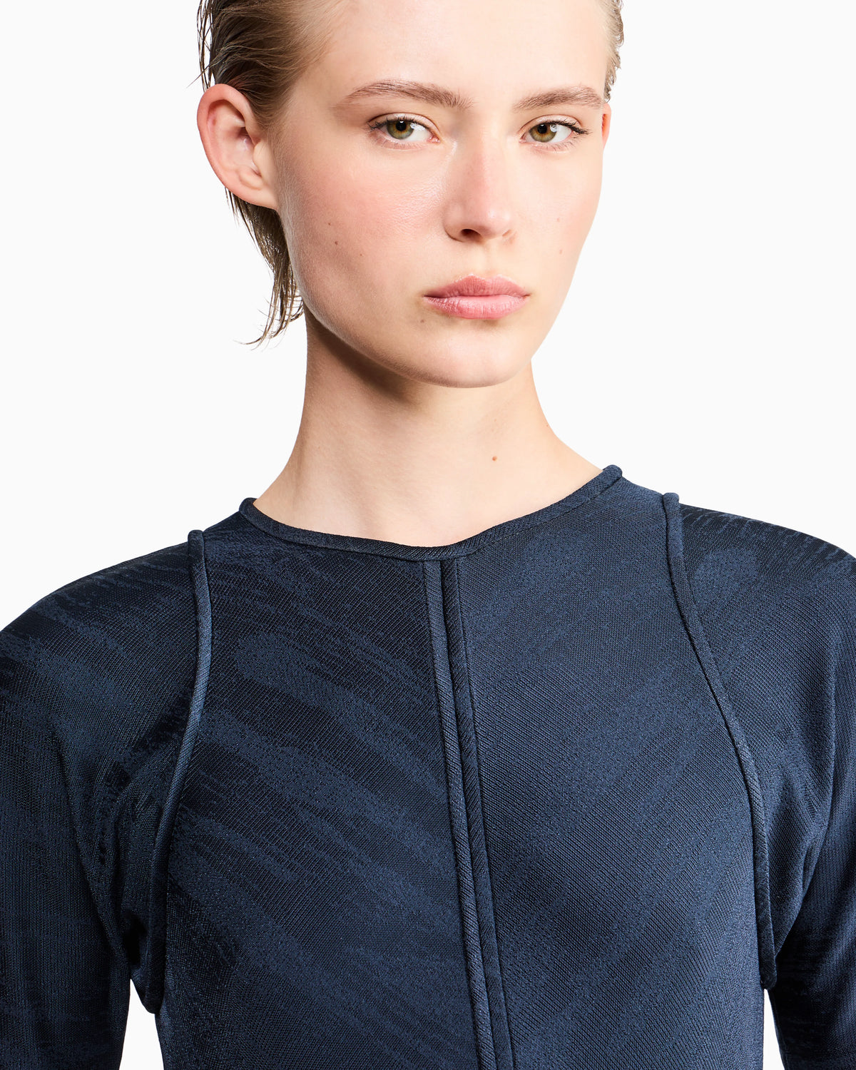 Jumper slim-fit jacquard viscose t-shirt with tank effect