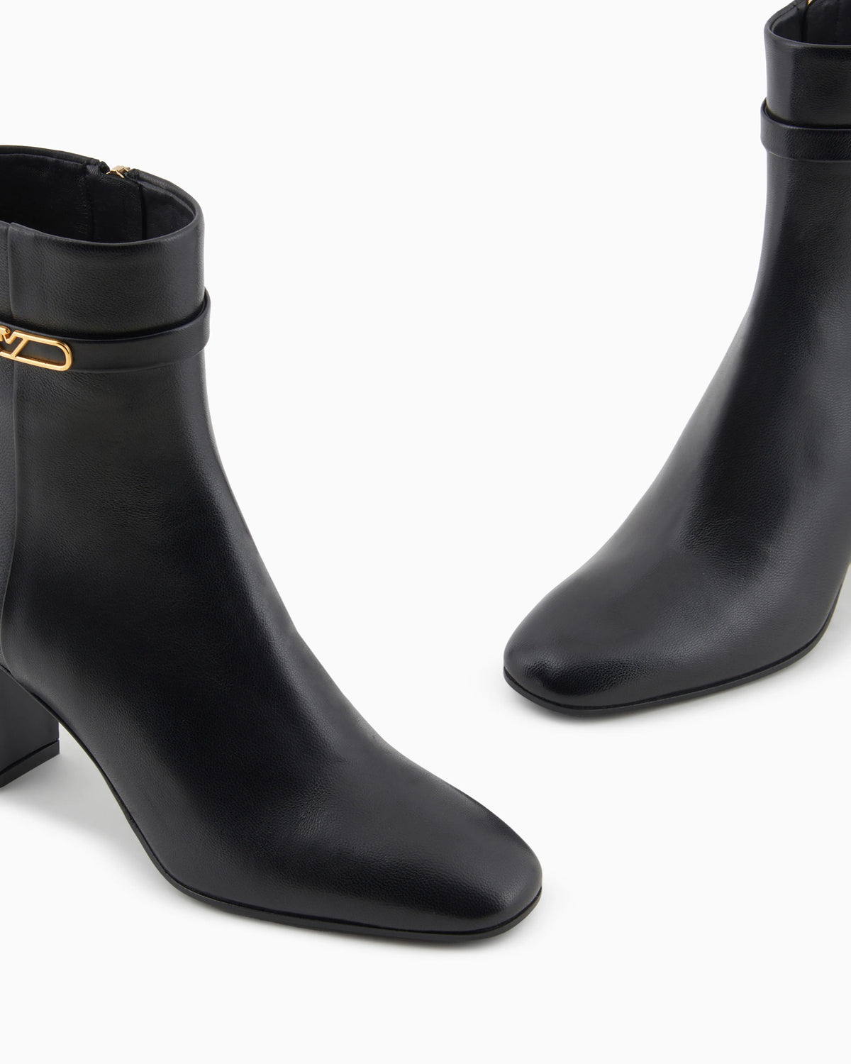 Nappa-leather high-heeled ankle boots with eagle plate