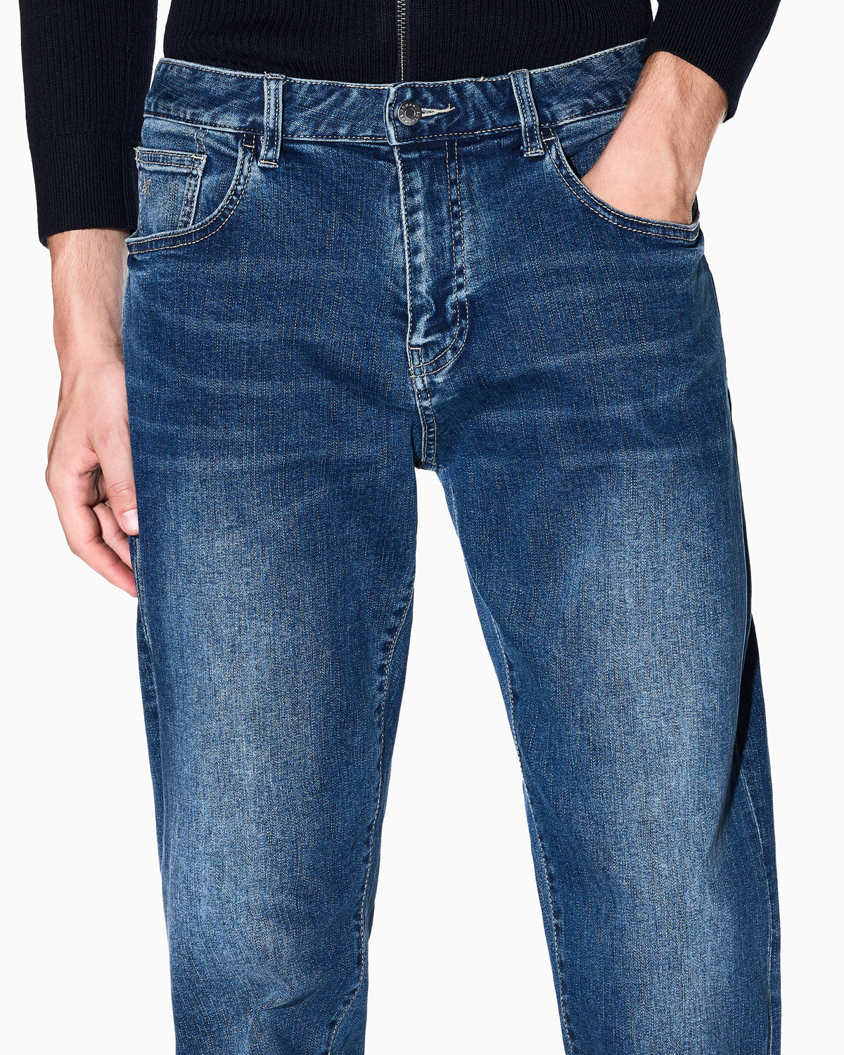 Comfort slim-fit jeans in faded cotton denim Essential
