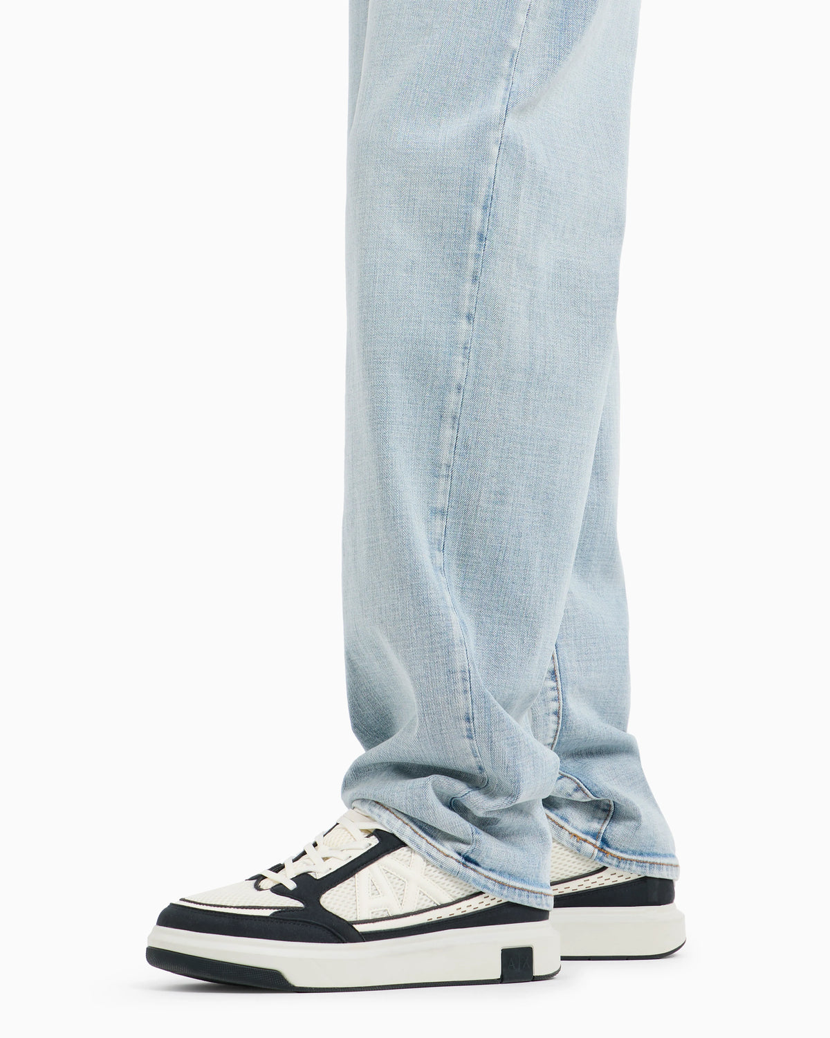 J88 relaxed straight jeans in stone washed cotton denim