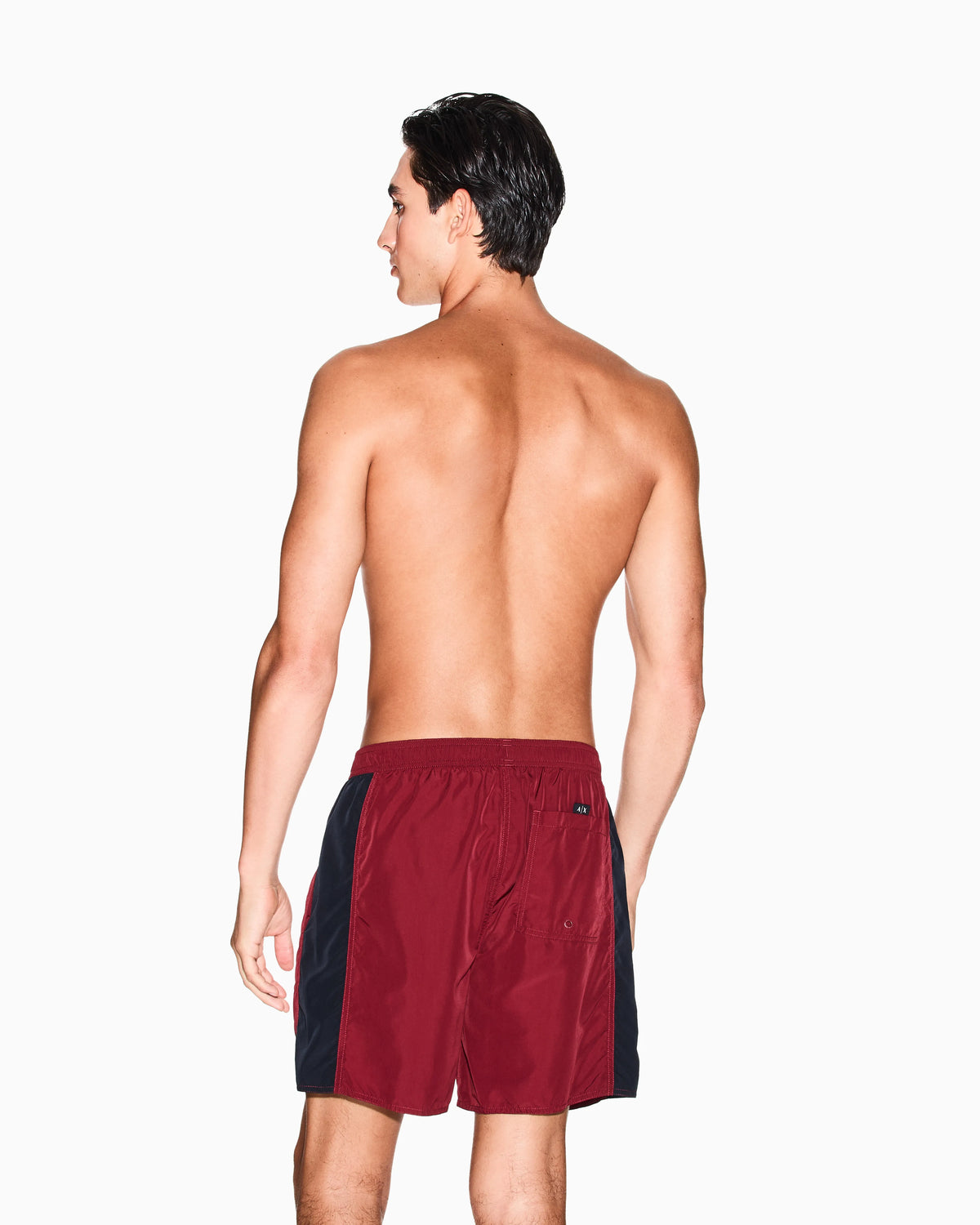 TWO TONE LOGO PRINT BOXER SWIM TRUNKS