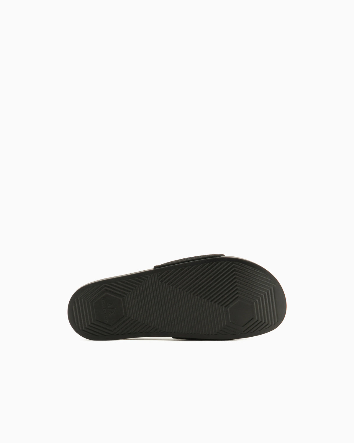 Slide sandals with a wide strap and textured rubber sole