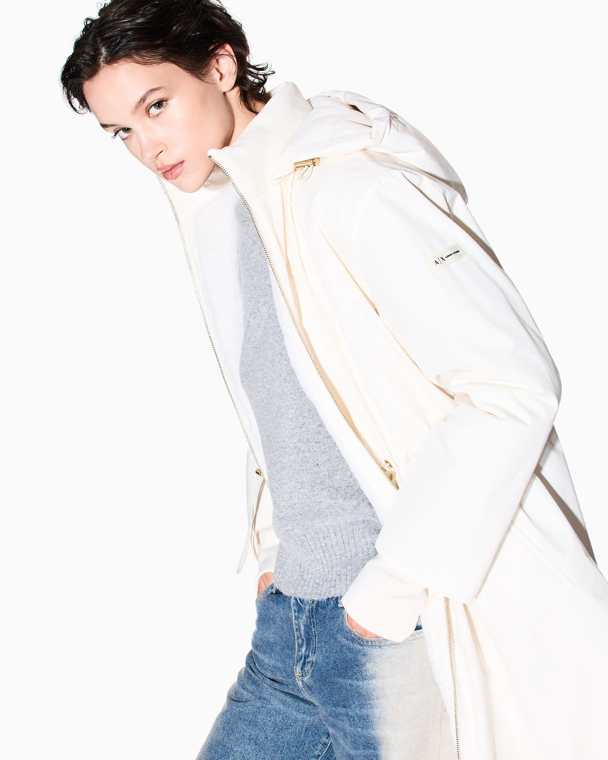 Recycled fabric parka with hood