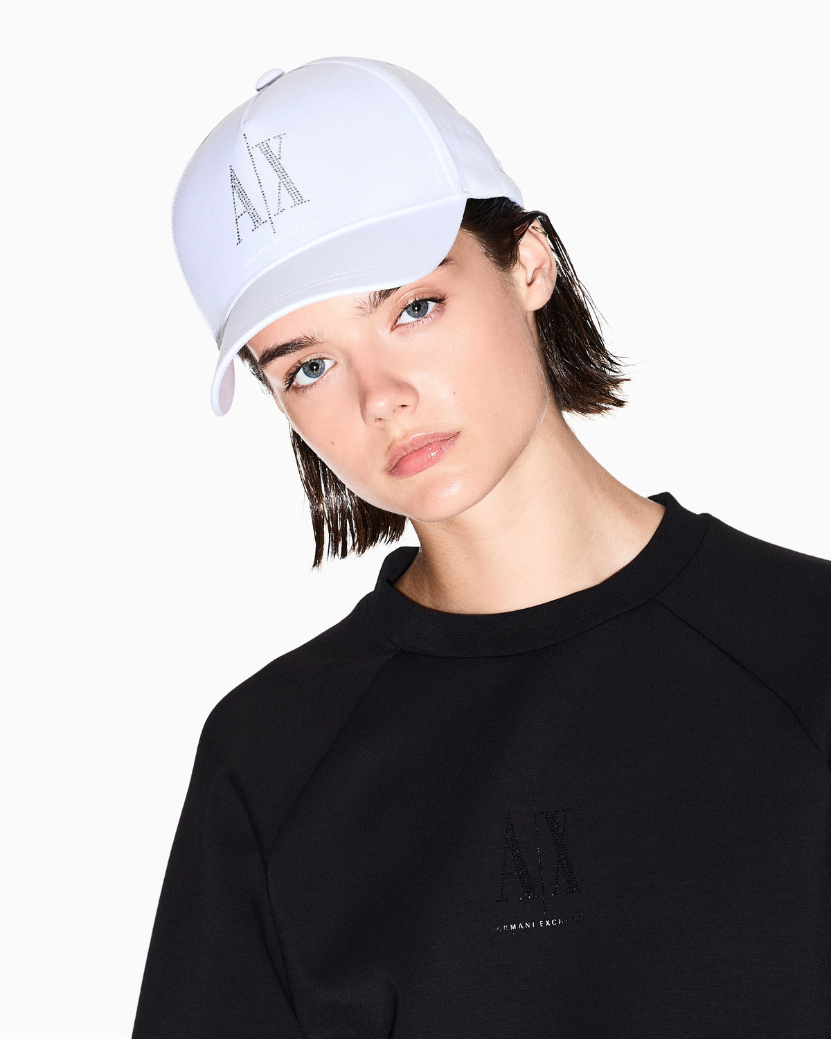 Crew neck sweatshirt in viscose with embossed logo Icon